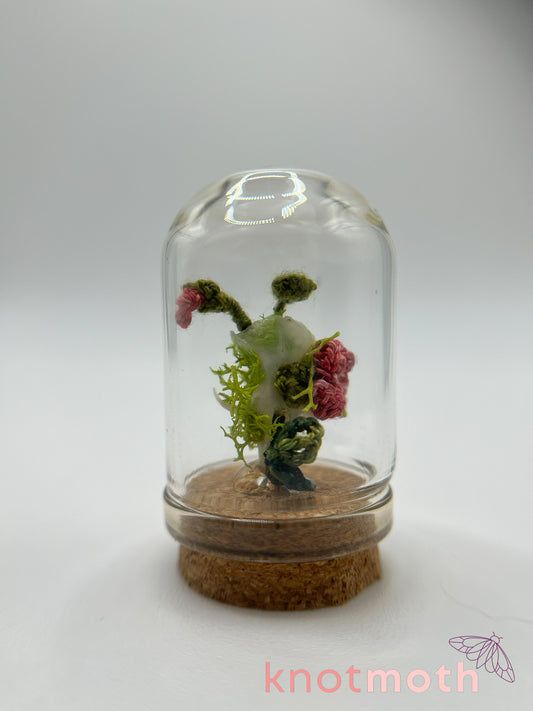 skull & roses micro crochet cloche jar