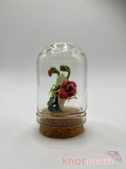 skull & roses micro crochet cloche jar