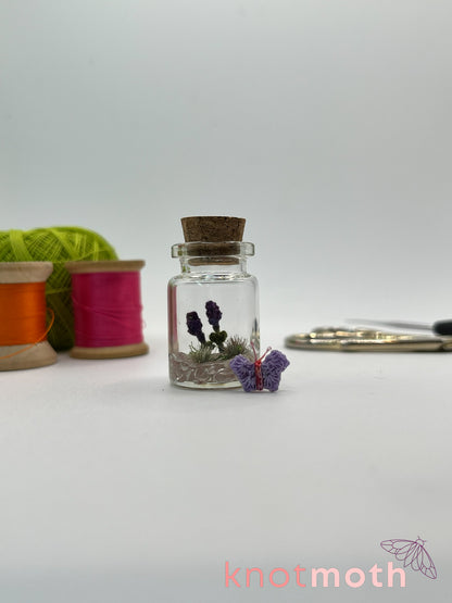 briar butterfly micro crochet jar with lavender