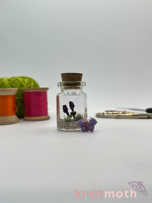 briar butterfly micro crochet jar with lavender