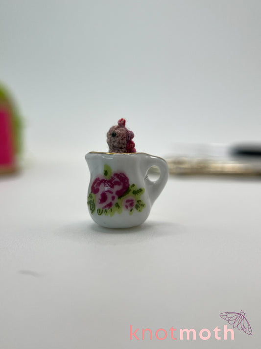 rose tea-rex micro crochet mug trinket