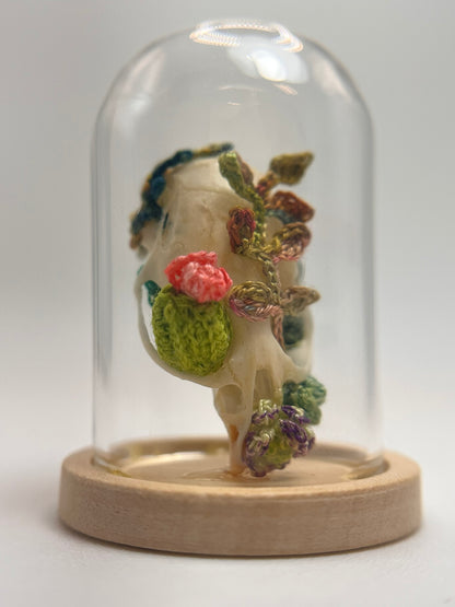 cacti & vines skull - micro-crochet dome jar