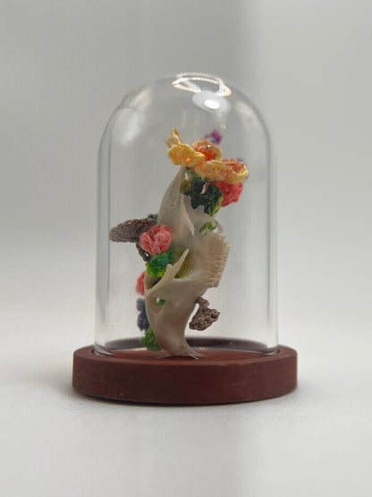 garden blooms & mushrooms skull - micro-crochet dome jar