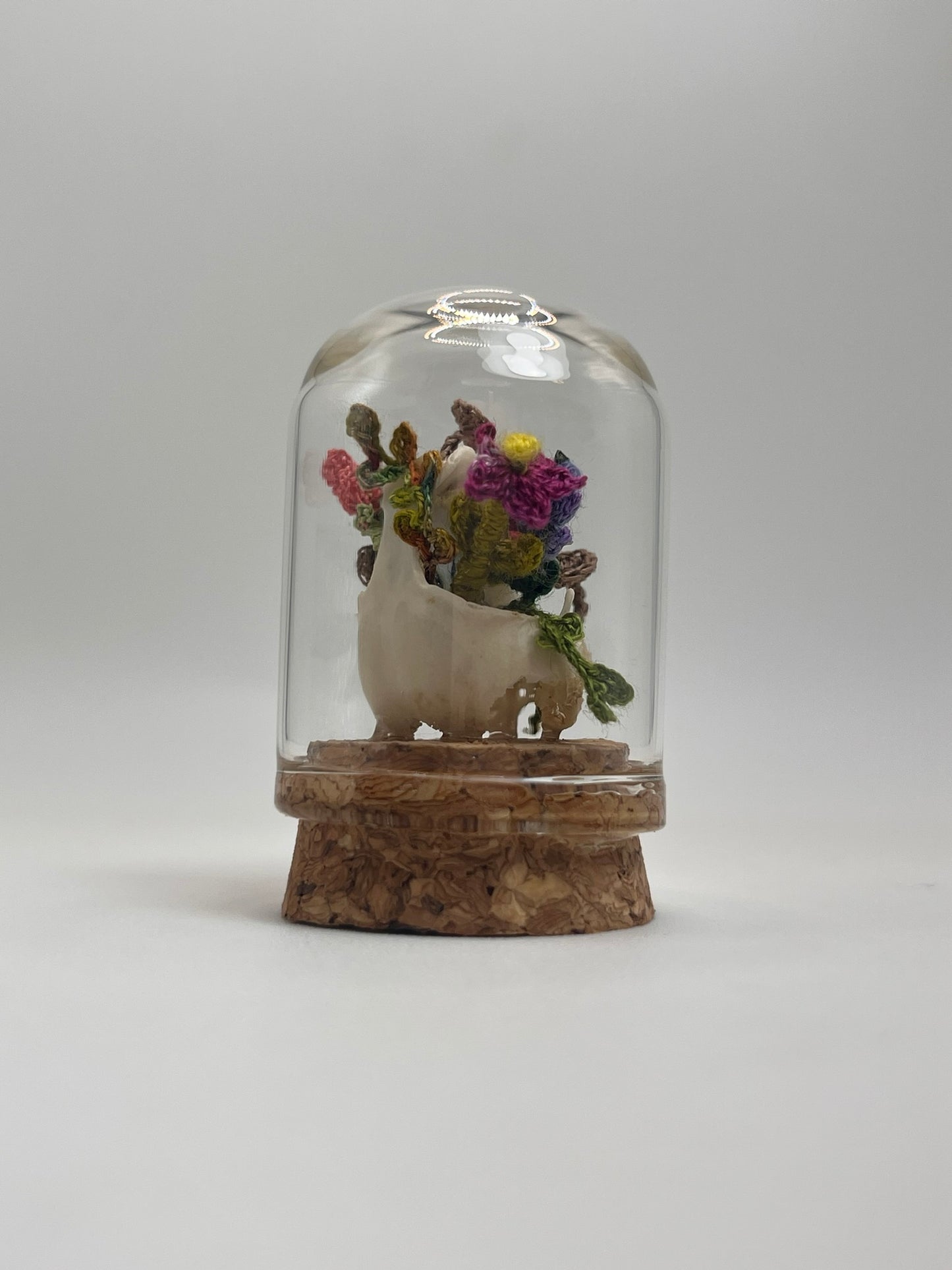 blooms & shrooms skull - micro-crochet dome jar