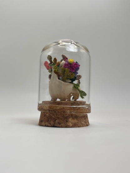 blooms & shrooms skull - micro-crochet dome jar
