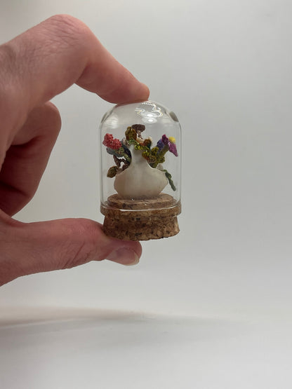 blooms & shrooms skull - micro-crochet dome jar