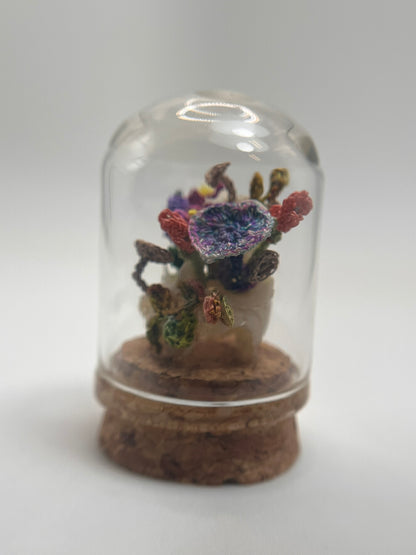 blooms & shrooms skull - micro-crochet dome jar