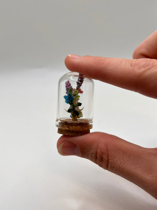 flowers & vines skull - micro-crochet dome mini jar