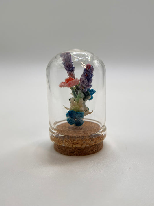 flowers & vines skull - micro-crochet dome mini jar