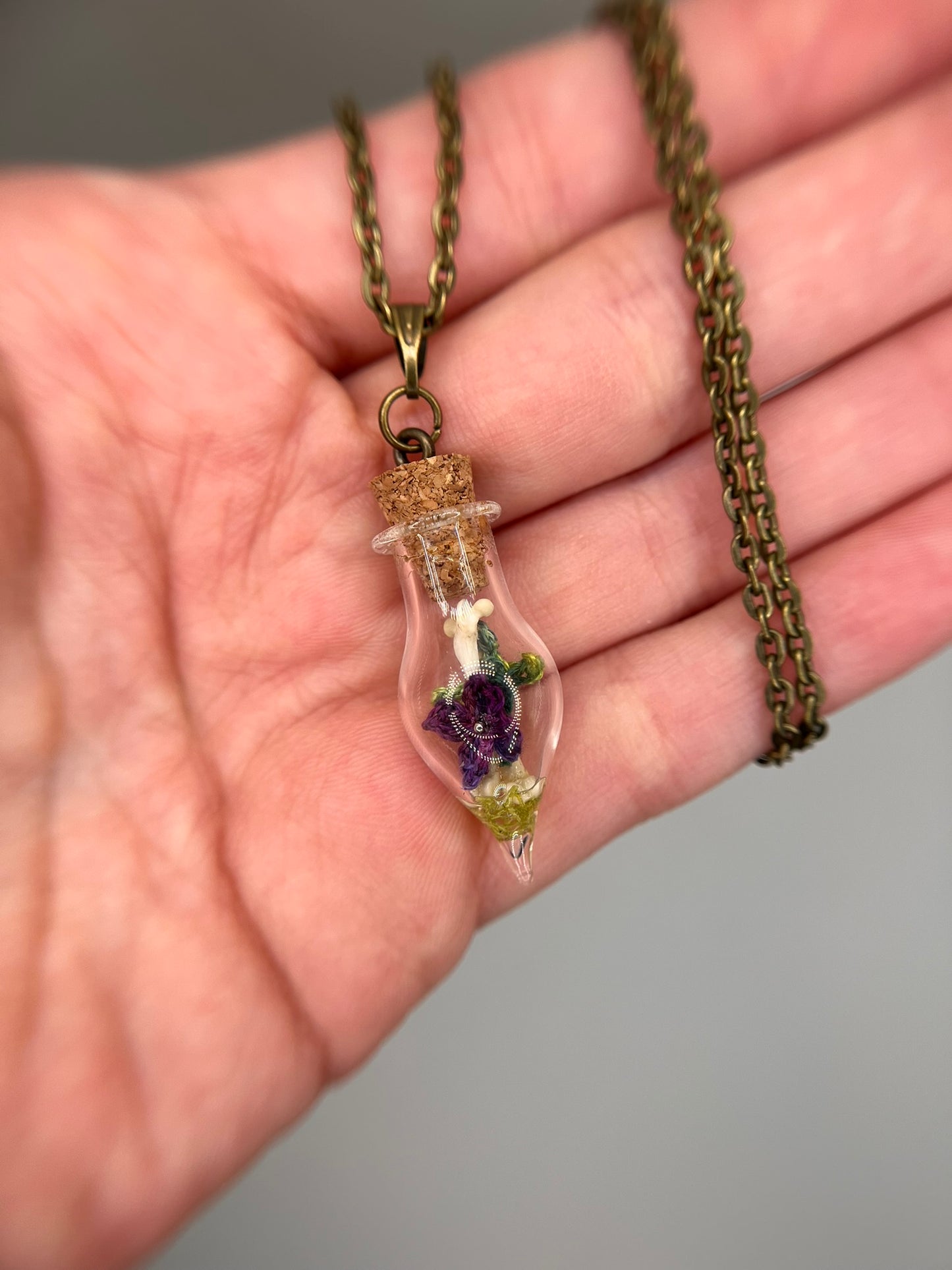 violet & femur bone pair - bone garden necklace