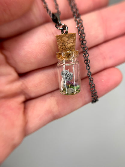 violet, mushroom & paired ulnae - bone garden necklace