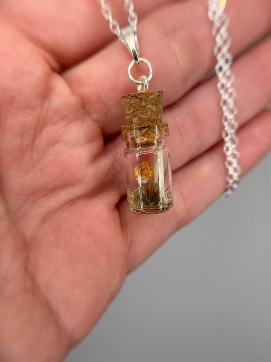 mushroom & femur bone pair - bone garden necklace