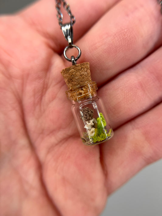 mushroom & cervical vertebra - bone garden necklace