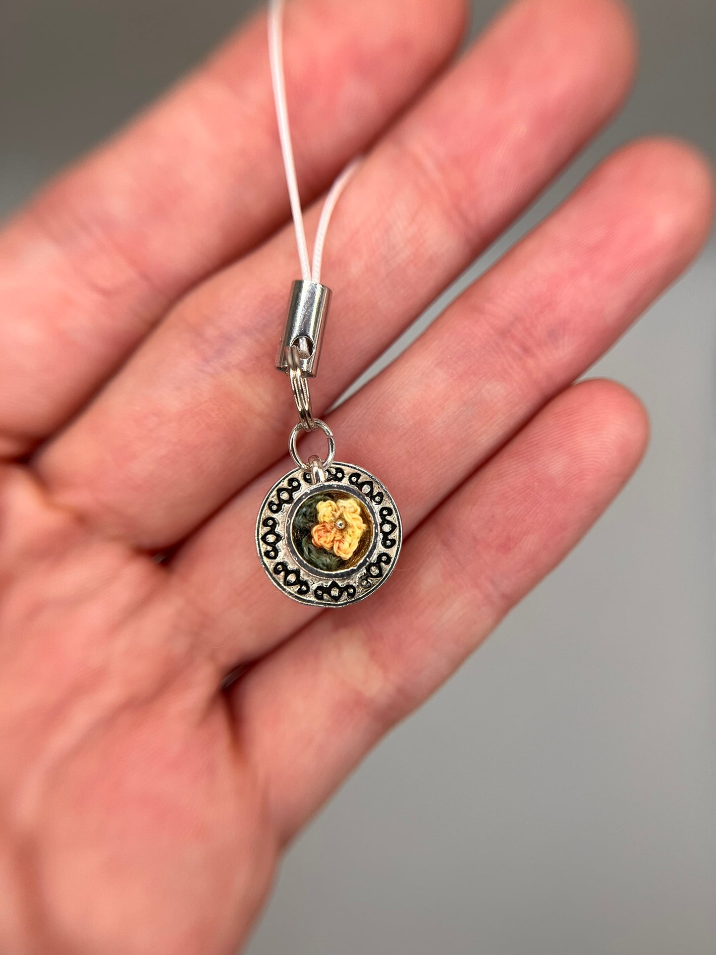 tiny flower teacup keychain