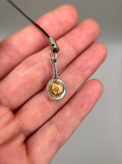 tiny fried egg keychain