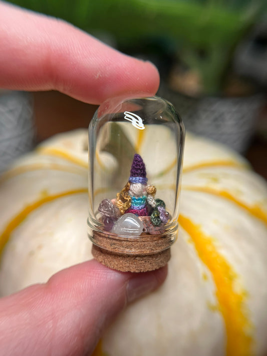 niah gnome micro crochet cloche jar