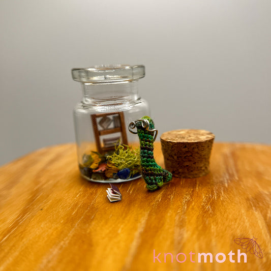 Sauropod Mary Micro Crochet Dinosaur Library Terrarium Jar (removable, magnetic)