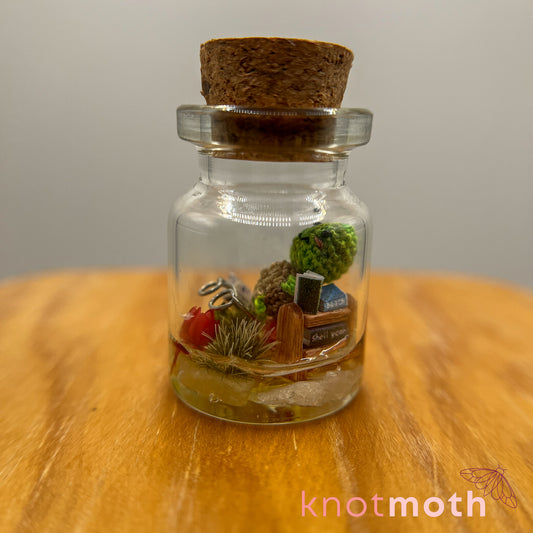 Temple Turtle Micro Crochet Library Terrarium Jar (removable, magnetic)