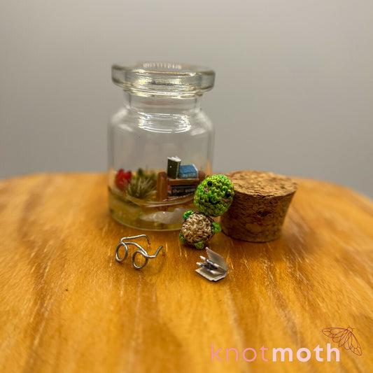 Temple Turtle Micro Crochet Library Terrarium Jar (removable, magnetic)