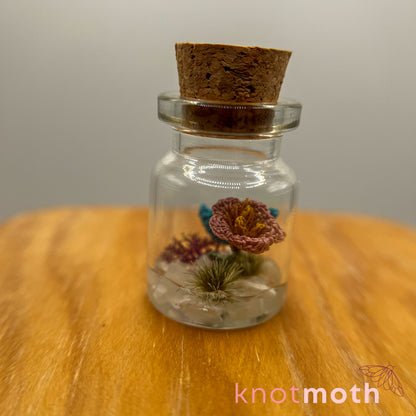 Sunita Snail and Tulip Micro Crochet Terrarium Jar (removable, magnetic)