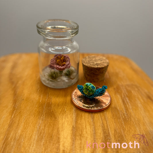 Sunita Snail and Tulip Micro Crochet Terrarium Jar (removable, magnetic)
