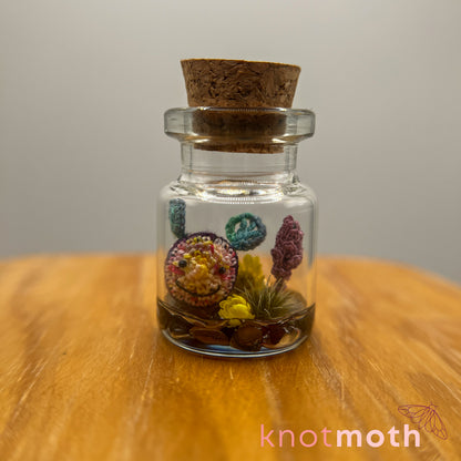 bell Bumblebee and Lavender Micro Crochet Terrarium Jar (removable, magnetic)