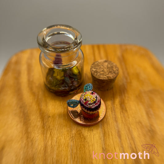 bell Bumblebee and Lavender Micro Crochet Terrarium Jar (removable, magnetic)