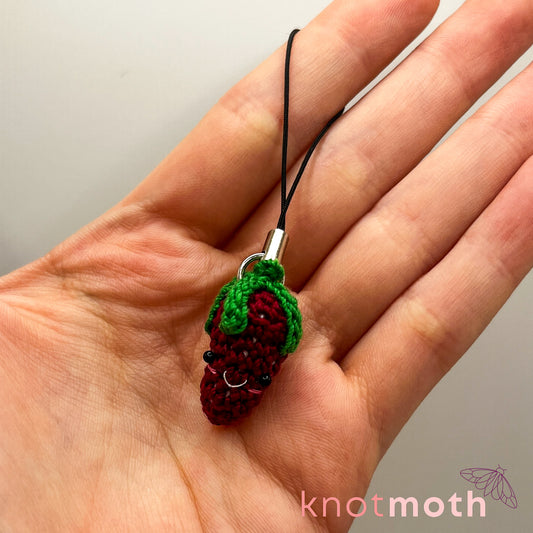 Sally Strawberry Mini Crochet Keychain