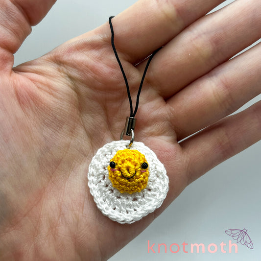 Sunny Fried Egg Mini Crochet Keychain