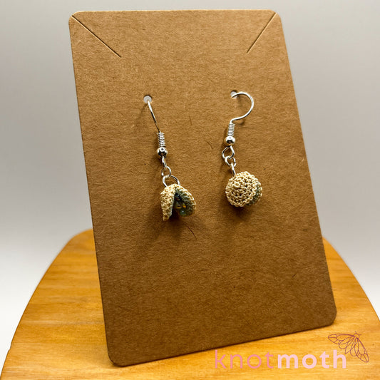 Oysters with Pearls Micro Crochet Earrings