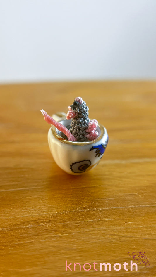 Marco Mouse Micro Crochet Teacup (Magnetic, Removable)