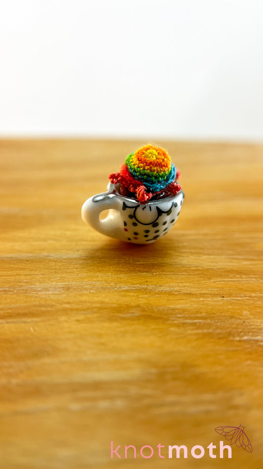 Tabitha Tortoise Micro Crochet Teacup (Magnetic, Removable)