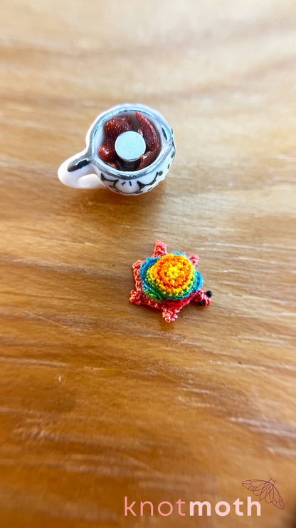 Tabitha Tortoise Micro Crochet Teacup (Magnetic, Removable)