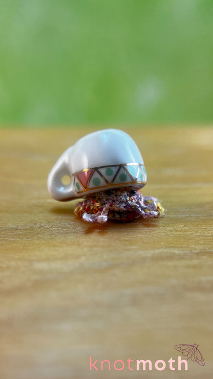 Charlie Hermit Crab Micro Crochet Magnetic Teacup Trinket
