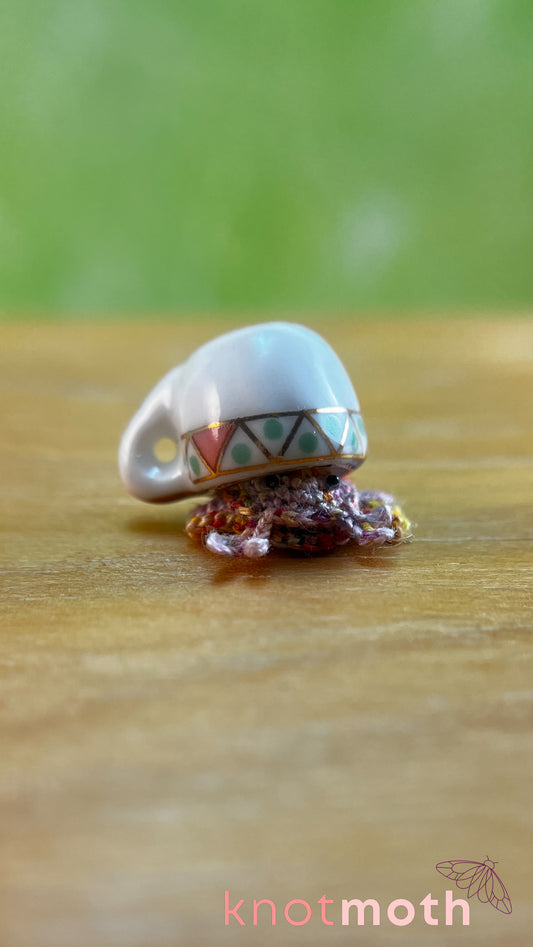 Charlie Hermit Crab Micro Crochet Magnetic Teacup Trinket