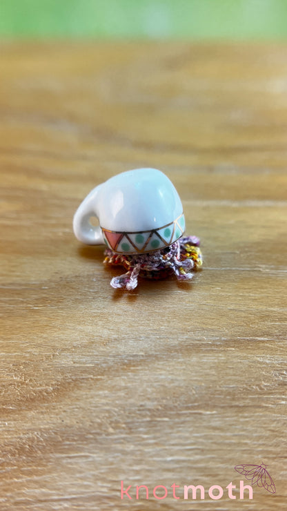 Charlie Hermit Crab Micro Crochet Magnetic Teacup Trinket