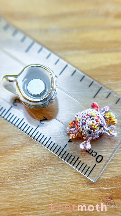 Charlie Hermit Crab Micro Crochet Magnetic Teacup Trinket