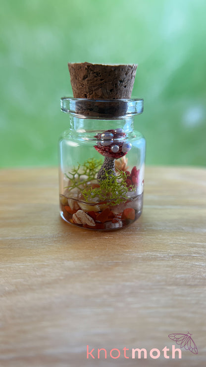 Madison Mushroom Micro Crochet Terrarium Jar (removable, magnetic)