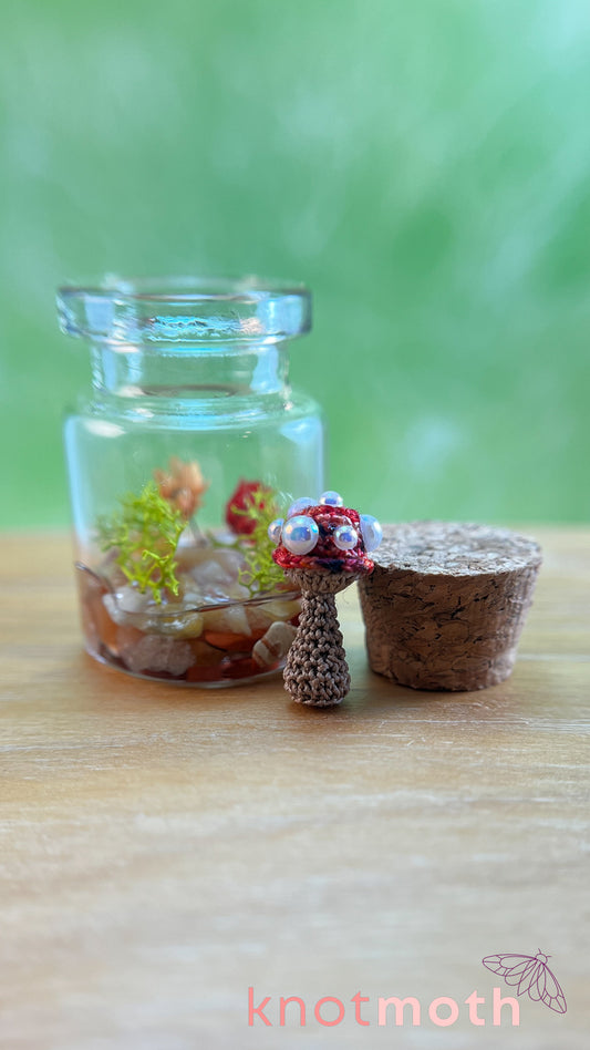 Madison Mushroom Micro Crochet Terrarium Jar (removable, magnetic)