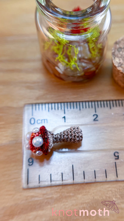 Madison Mushroom Micro Crochet Terrarium Jar (removable, magnetic)