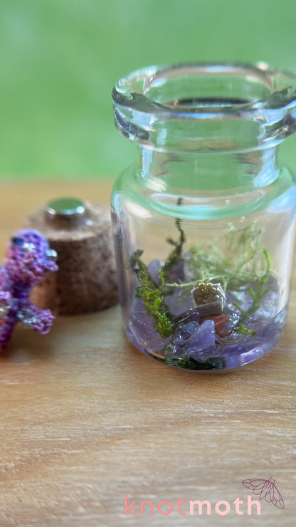 Daphne Dragon with Treasure Chest Micro Crochet Terrarium Jar (removable, magnetic)