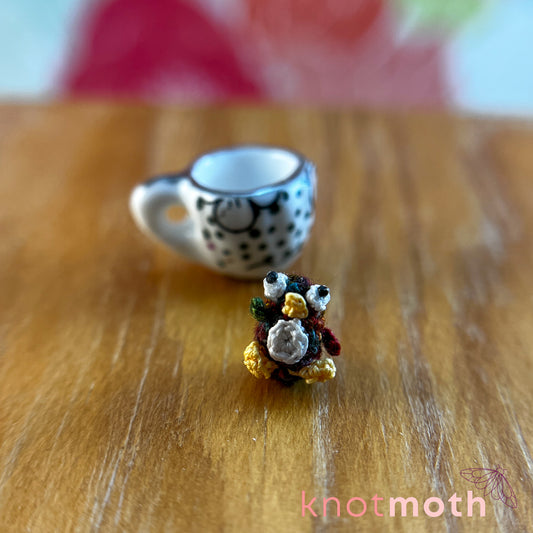 Penelope Penguin Miniature Teacup Micro Crochet Trinket (removable, magnetic)