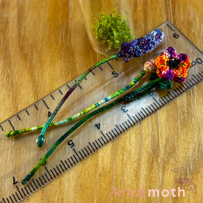 Flower Bouquet with Lavender, Billy Ball, and Poppy Micro Crochet Miniature Trinket Jar