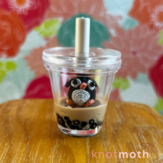 Ping Boba Tea-nguin Iced Boba Tea Micro Crochet Penguin Trinket (removable, magnetic)