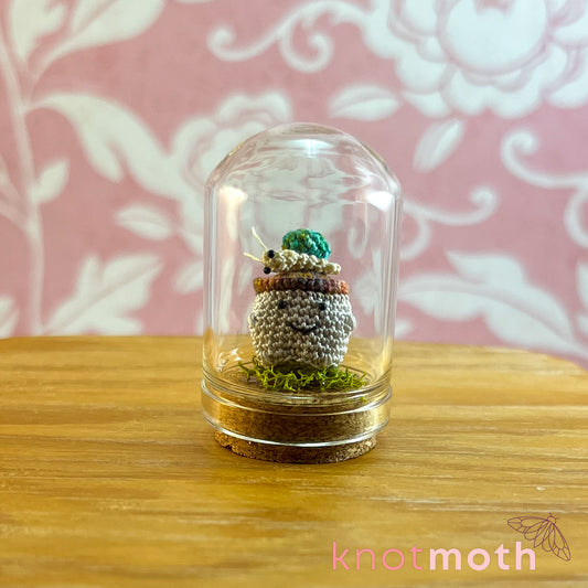 Murphy Mushling and Sutton Snail Micro Crochet Terrarium Jar (removable, magnetic)