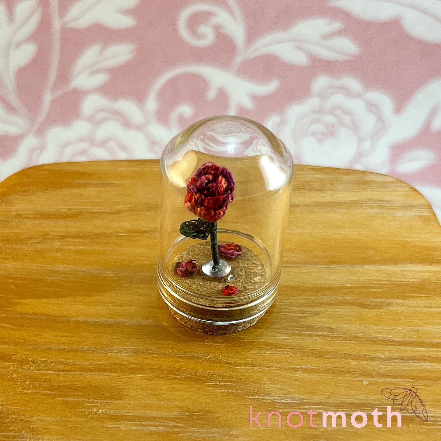 Rose Bell Jar Micro Crochet Jar (removable, magnetic)