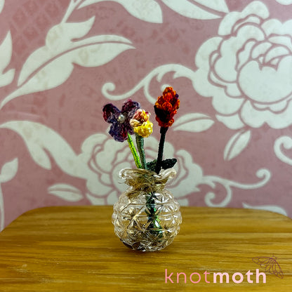 Micro Crochet Flower Bouquet in Vase (removable, magnetic)