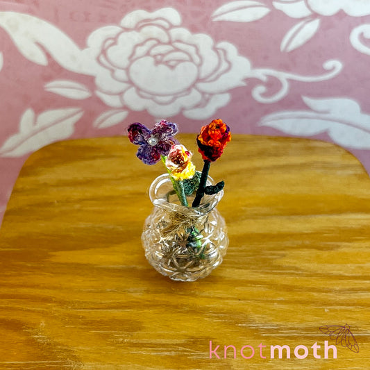 Micro Crochet Flower Bouquet in Vase (removable, magnetic)