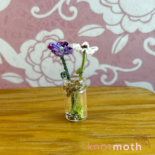 Micro Crochet Flower Bouquet in Mini Jar (removable, magnetic)