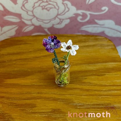 Micro Crochet Flower Bouquet in Mini Jar (removable, magnetic)
